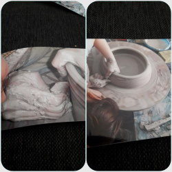 Judith beim töpfern